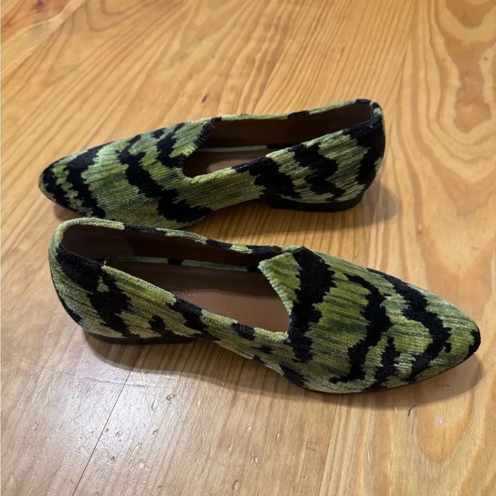 Le Monde Beryl Tiger Print Bevilacqua Velvet Venetian Slippers Green Women’s 38